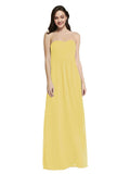 Long A-Line Strapless Sweetheart Sleeveless Daffodil Chiffon Bridesmaid Dress Jenner
