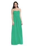 Long A-Line Strapless Sweetheart Sleeveless Emerald Green Chiffon Bridesmaid Dress Jenner