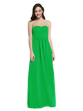 Long A-Line Strapless Sweetheart Sleeveless Green Chiffon Bridesmaid Dress Jenner
