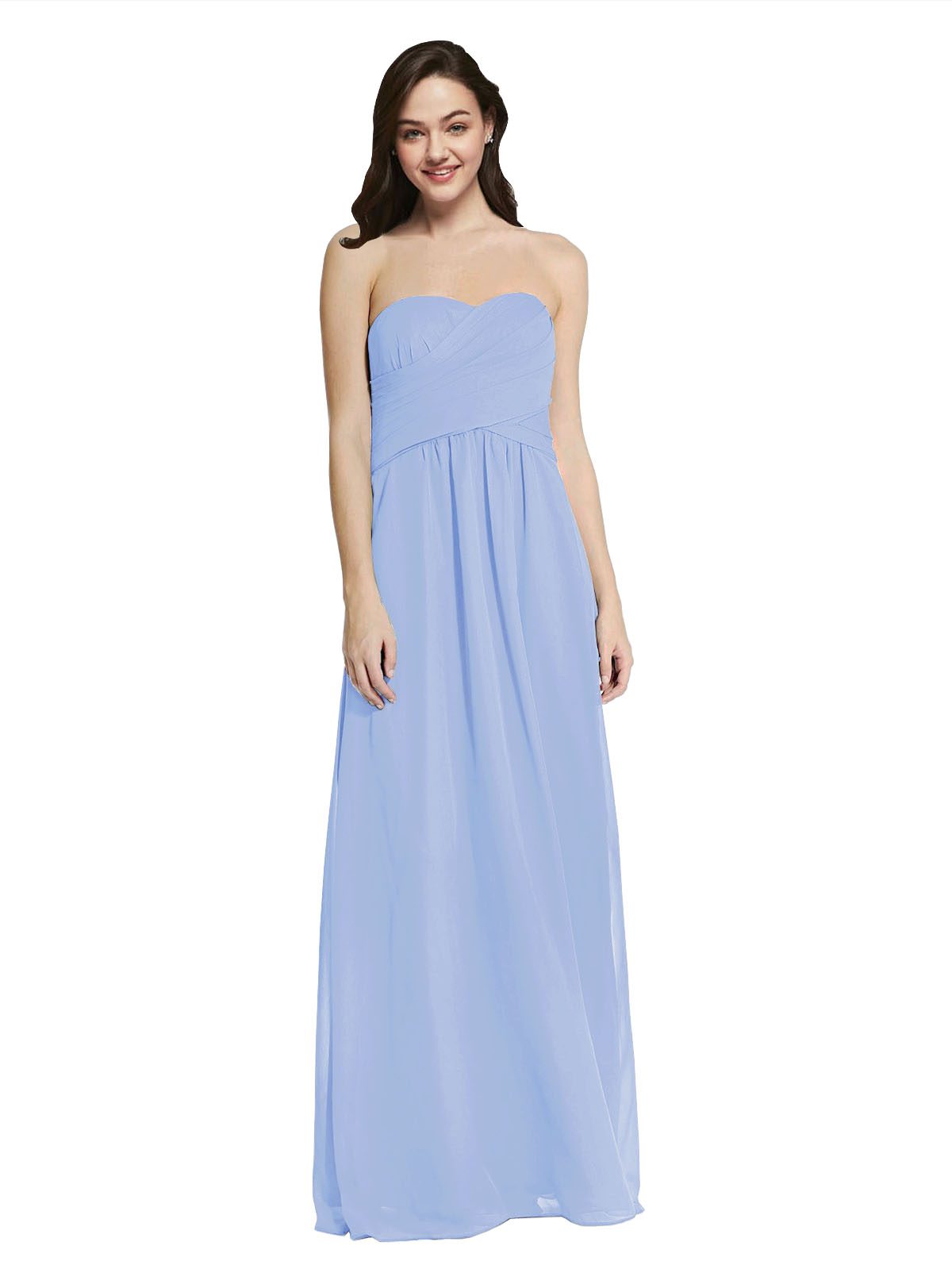Long A-Line Strapless Sweetheart Sleeveless Lavender Chiffon Bridesmaid Dress Jenner