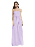 Long A-Line Strapless Sweetheart Sleeveless Lilac Chiffon Bridesmaid Dress Jenner