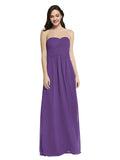 Long A-Line Strapless Sweetheart Sleeveless Plum Purple Chiffon Bridesmaid Dress Jenner