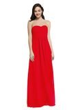 Long A-Line Strapless Sweetheart Sleeveless Red Chiffon Bridesmaid Dress Jenner