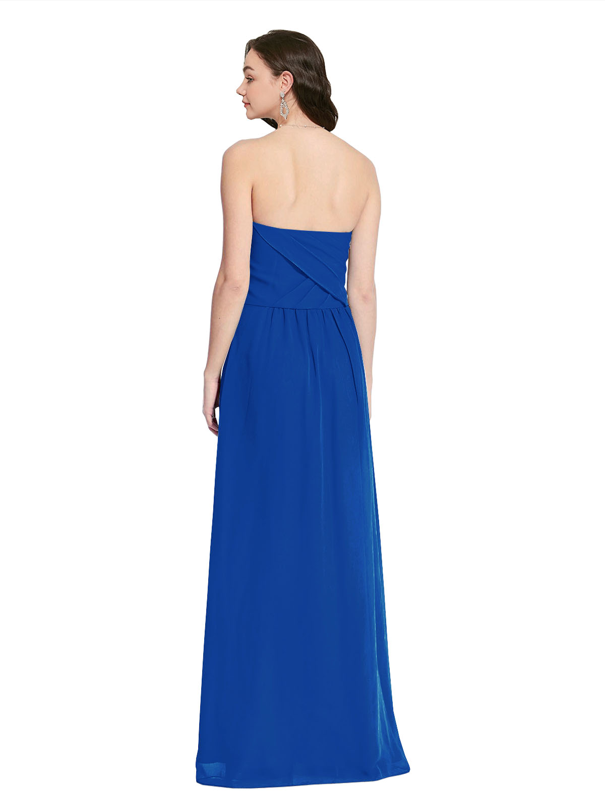 Long A-Line Strapless Sweetheart Sleeveless Royal Blue Chiffon Bridesmaid Dress Jenner