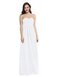 Long A-Line Strapless Sweetheart Sleeveless White Chiffon Bridesmaid Dress Jenner
