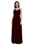 Long Sheath V-Neck Sleeveless Burgundy Gold Chiffon Bridesmaid Dress Marla