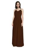 Long Sheath V-Neck Sleeveless Chocolate Chiffon Bridesmaid Dress Marla