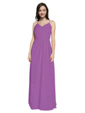 Long Sheath V-Neck Sleeveless Dahlia Chiffon Bridesmaid Dress Marla