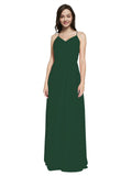 Long Sheath V-Neck Sleeveless Dark Green Chiffon Bridesmaid Dress Marla