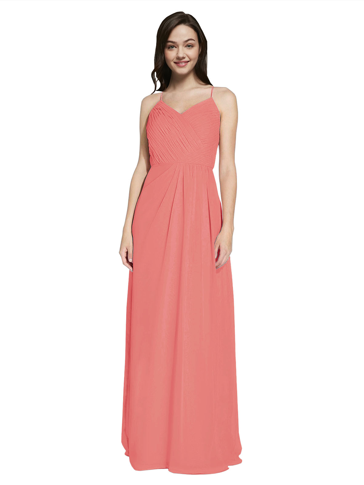 Long Sheath V-Neck Sleeveless Desert Rose Chiffon Bridesmaid Dress Marla