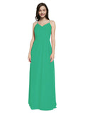 Long Sheath V-Neck Sleeveless Emerald Green Chiffon Bridesmaid Dress Marla
