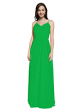Long Sheath V-Neck Sleeveless Green Chiffon Bridesmaid Dress Marla