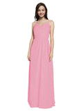 Long Sheath V-Neck Sleeveless Hot Pink Chiffon Bridesmaid Dress Marla