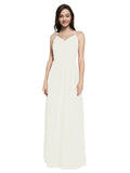 Long Sheath V-Neck Sleeveless Ivory Chiffon Bridesmaid Dress Marla