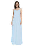 Long Sheath V-Neck Sleeveless Light Sky Blue Chiffon Bridesmaid Dress Marla