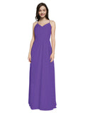 Long Sheath V-Neck Sleeveless Purple Chiffon Bridesmaid Dress Marla