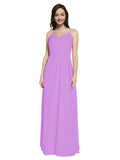 Long Sheath V-Neck Sleeveless Violet Chiffon Bridesmaid Dress Marla