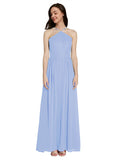 Long A-Line Halter Sleeveless Lavender Chiffon Bridesmaid Dress Raya