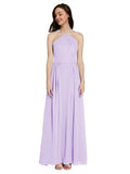 Long A-Line Halter Sleeveless Lilac Chiffon Bridesmaid Dress Raya
