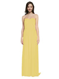 Long A-Line Sweetheart Sleeveless Daffodil Chiffon Bridesmaid Dress Emelie