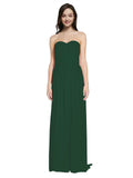 Long A-Line Sweetheart Sleeveless Dark Green Chiffon Bridesmaid Dress Emelie