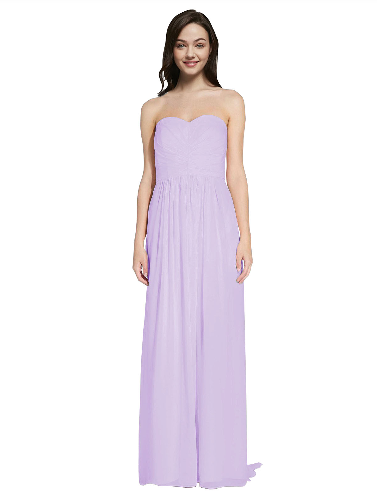 Long A-Line Sweetheart Sleeveless Lilac Chiffon Bridesmaid Dress Emelie
