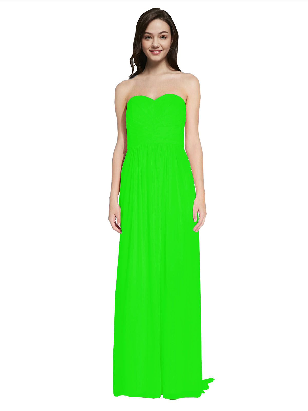 Long A-Line Sweetheart Sleeveless Lime Green Chiffon Bridesmaid Dress Emelie