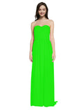 Long A-Line Sweetheart Sleeveless Lime Green Chiffon Bridesmaid Dress Emelie