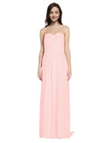 Long A-Line Sweetheart Sleeveless Pink Chiffon Bridesmaid Dress Emelie