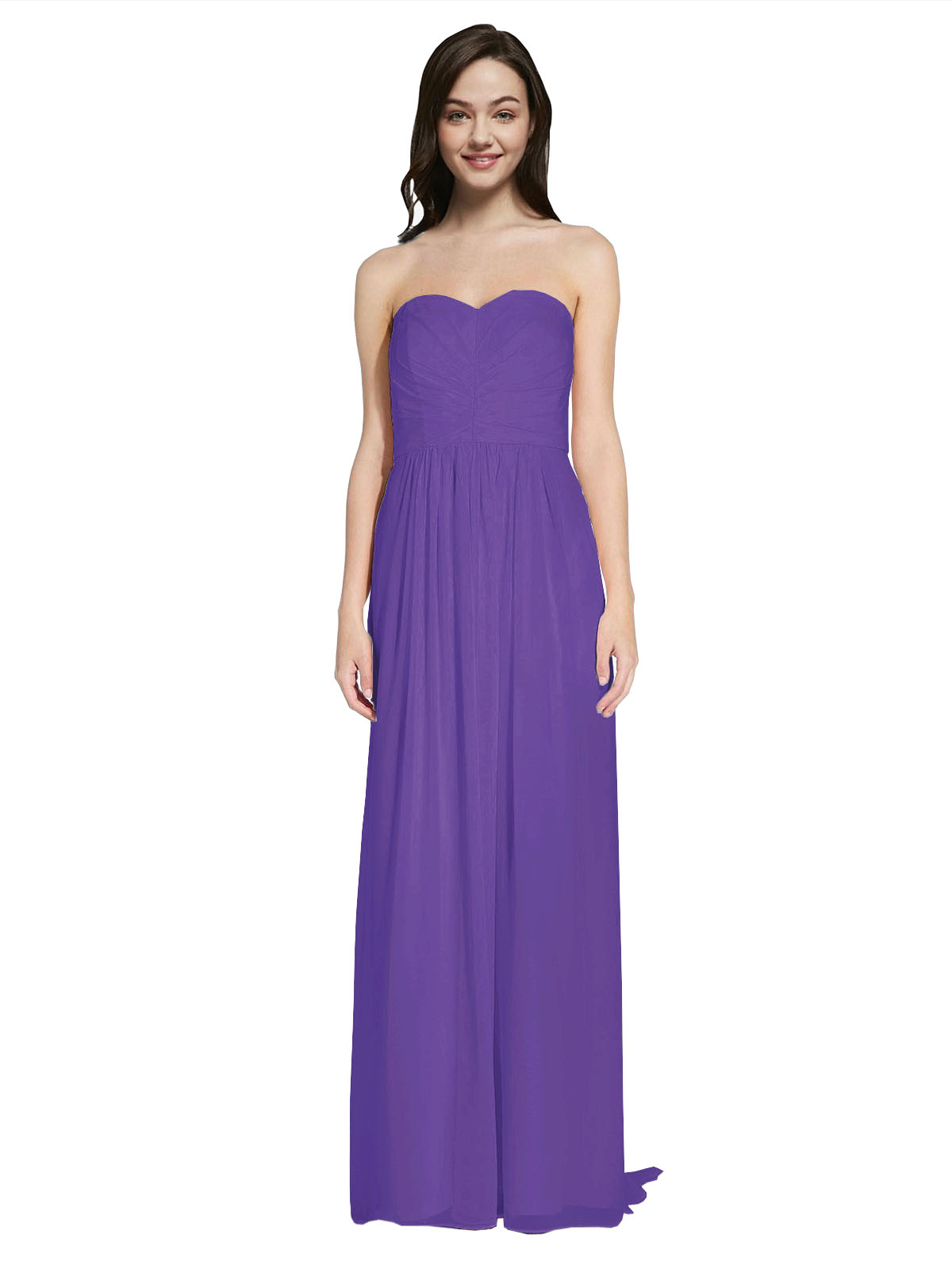 Long A-Line Sweetheart Sleeveless Purple Chiffon Bridesmaid Dress Emelie