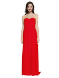 Long A-Line Sweetheart Sleeveless Red Chiffon Bridesmaid Dress Emelie