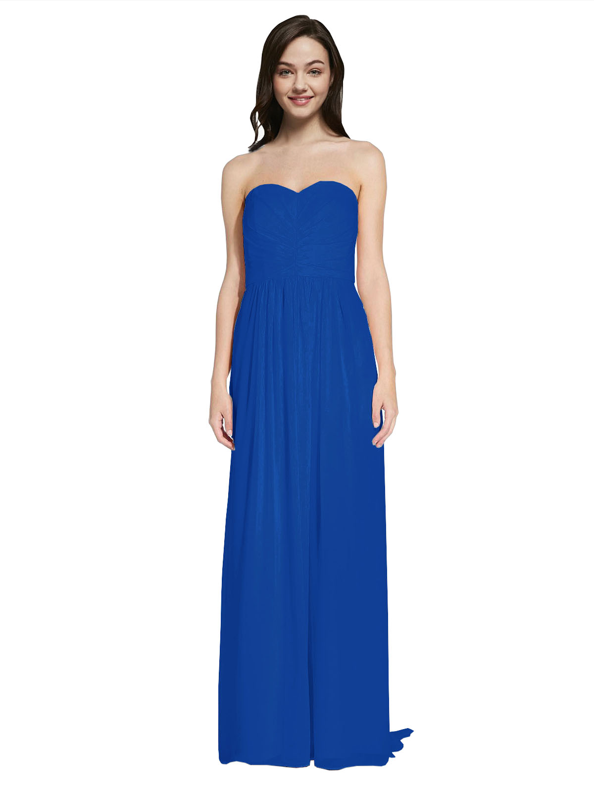 Long A-Line Sweetheart Sleeveless Royal Blue Chiffon Bridesmaid Dress Emelie