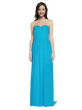 Long A-Line Sweetheart Sleeveless Turquoise Chiffon Bridesmaid Dress Emelie