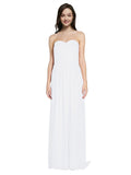 Long A-Line Sweetheart Sleeveless White Chiffon Bridesmaid Dress Emelie