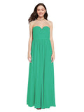 Long A-Line Sweetheart Sleeveless Emerald Green Chiffon Bridesmaid Dress Ali