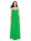 Long A-Line Sweetheart Sleeveless Green Chiffon Bridesmaid Dress Ali