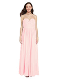 Long A-Line Sweetheart Sleeveless Pink Chiffon Bridesmaid Dress Ali