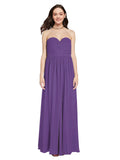 Long A-Line Sweetheart Sleeveless Plum Purple Chiffon Bridesmaid Dress Ali
