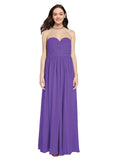 Long A-Line Sweetheart Sleeveless Purple Chiffon Bridesmaid Dress Ali