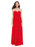 Long A-Line Sweetheart Sleeveless Red Chiffon Bridesmaid Dress Ali