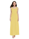 Long A-Line Square Sleeveless Daffodil Chiffon Bridesmaid Dress Aldridge