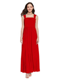 Long A-Line Square Sleeveless Dark Red Chiffon Bridesmaid Dress Aldridge