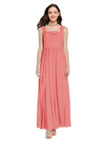 Long A-Line Square Sleeveless Desert Rose Chiffon Bridesmaid Dress Aldridge