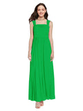 Long A-Line Square Sleeveless Green Chiffon Bridesmaid Dress Aldridge