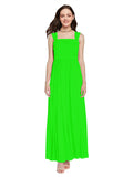 Long A-Line Square Sleeveless Lime Green Chiffon Bridesmaid Dress Aldridge