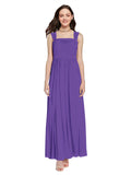 Long A-Line Square Sleeveless Purple Chiffon Bridesmaid Dress Aldridge
