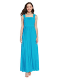 Long A-Line Square Sleeveless Turquoise Chiffon Bridesmaid Dress Aldridge