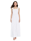 Long A-Line Square Sleeveless White Chiffon Bridesmaid Dress Aldridge