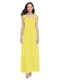 Long A-Line Square Sleeveless Yellow Chiffon Bridesmaid Dress Aldridge
