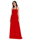 Long A-Line Sweetheart Halter Sleeveless Dark Red Chiffon Bridesmaid Dress Lottie